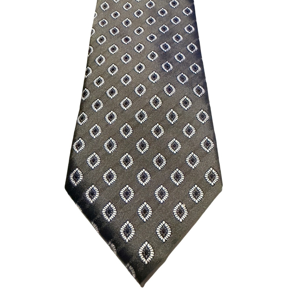 Jos.A. Bank Silk Tie Grey Blue Geometric Diamond Executive Collection Office Tie